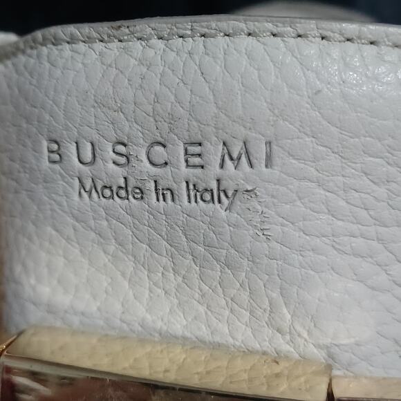 Authentic Men's Buscemi Hi-Top Sneakers Leather Gold Lock White 46 (12-13) - Picture 13 of 16